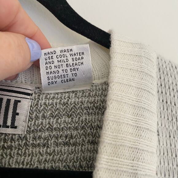 Vintage Ugly Grandpa Dad Sweater Cardigan 80's Mens Black White Gray Size L - Picture 8 of 9